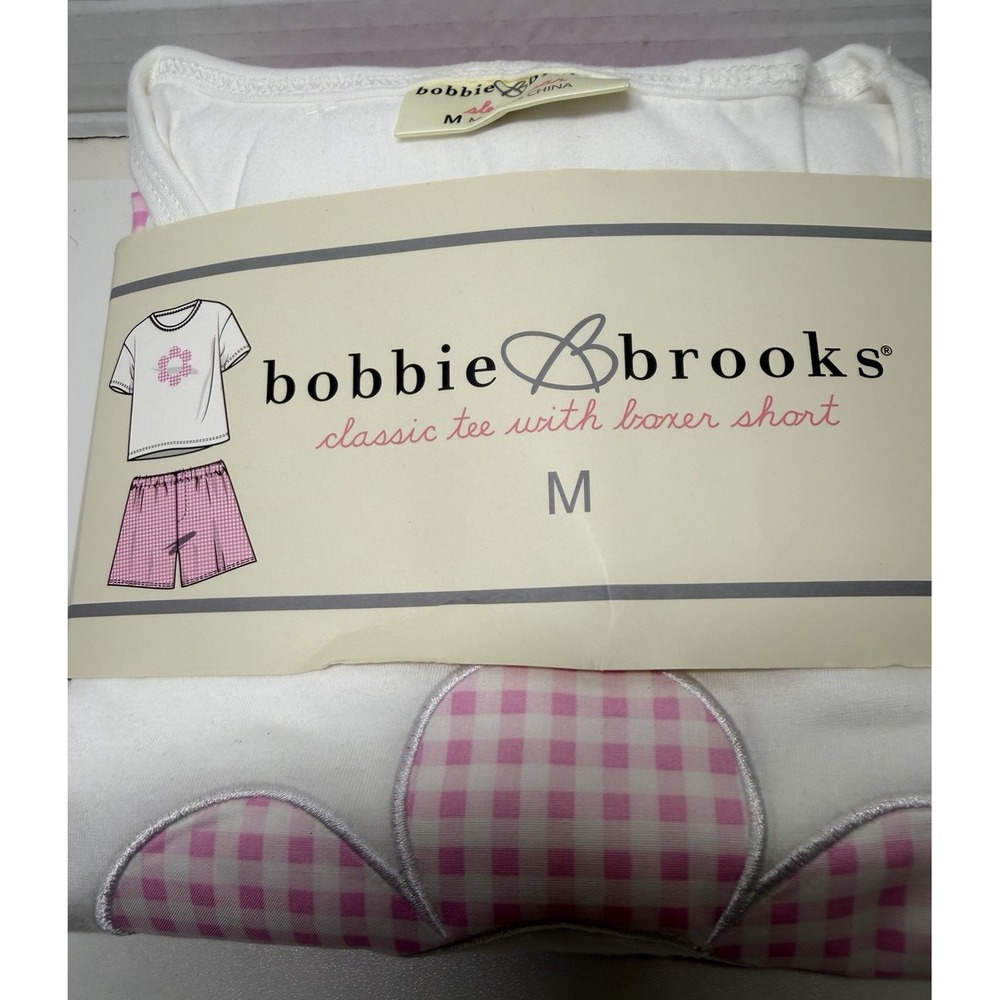Bobbie Brooks Women's M (8-10) Tee with Boxer Shorts Cotton Pajamas NEW CL122